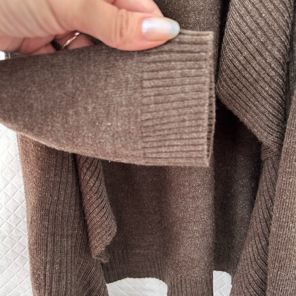 Scott Women's Dark Brown Ruffle Cardigan Sweater - Picture 4 of 6